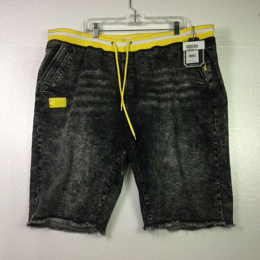 Born Fly Black Denim Shorts Mens‎ Size 46 Faded Distressed Hiphop StreetWear